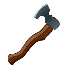 Simple battle ax on a white background. Vector illustration of a carton style ax with a wooden handle