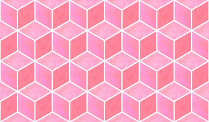 3d cubes. Abstract seamless pattern with rose marble textures. Fantasy design for wallpapers or fabric.