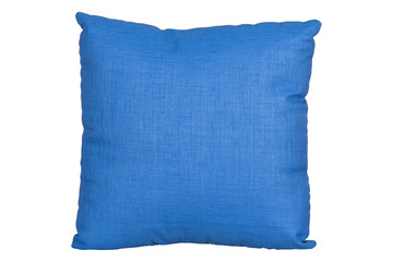 sky blue cushion on white background, isolated