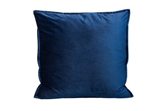 cobalt blue cushion on white background, isolated