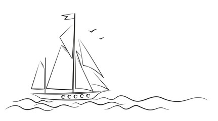 Yacht in the sea. 