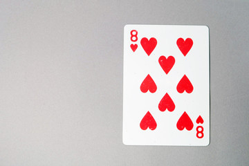 Eight Heart Playing Cards. Red Spades Playing Card 8 Game Isolated On Gray Background Great for Any Use.