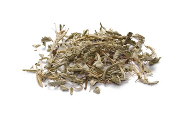 Dried sage, salvia isolated on white background