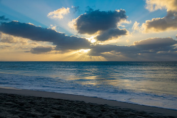 Fototapeta na wymiar Sunset over the Atlantic Ocean at Praia de Chaves, Rabil, Boa Vista Cape Verde