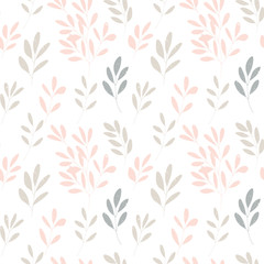 Vector botanical seamless pattern with textured hand drawn twigs.