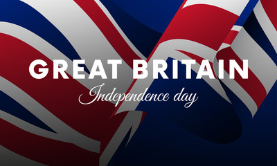 Banner or poster of Great Britain independence day celebration. Waving flag. Vector illustration.