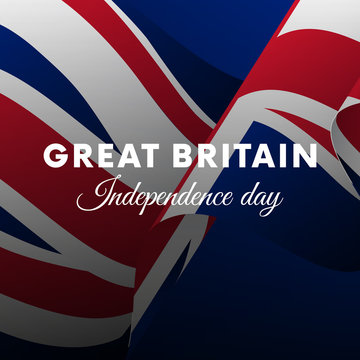 Banner or poster of Great Britain independence day celebration. Waving flag. Vector illustration.