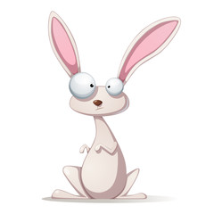 Funny, cartoon, rabbit illustration.