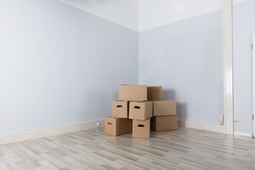 Room With Stack Of Cartons