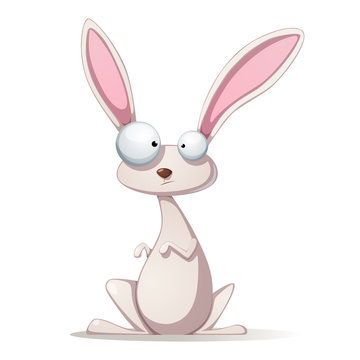 Funny, cartoon, rabbit illustration.