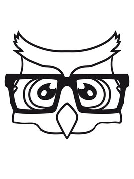 kopf gesicht lesen buch schlau hornbrille nerd geek s&uuml;&szlig; niedlich klein baby kind lustig cool eule kauz uhu vogel nacht fliegen comic cartoon clipart