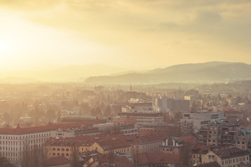 Panorama of Ljubljana, Slovenia from high angle view.