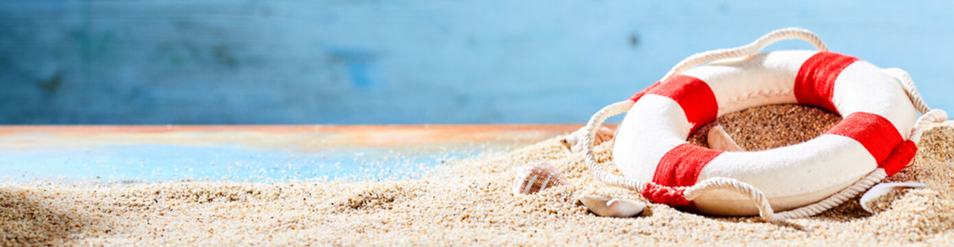 Summer Vacations And Tropical Beach Banner