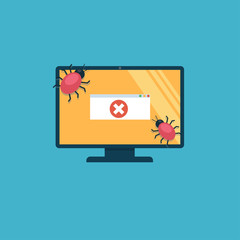 The computer is infected with viruses. On screen there is an error message.