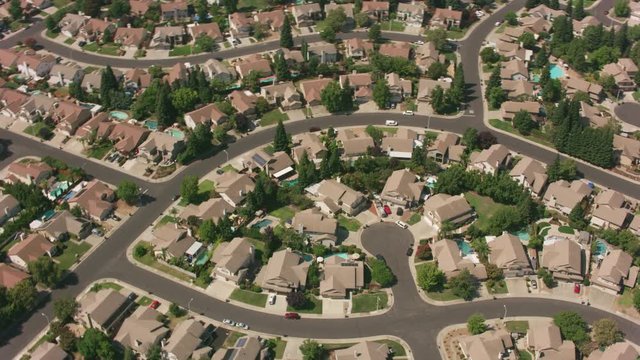 Aerial shot of housing development in Northern California