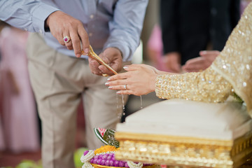 Water Pouring. Thai Traditional Ceremony. Engagement