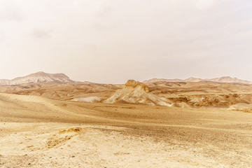 Beautiful nature desert in dry judean picturesque wilderness. Outdoor scenic landscape