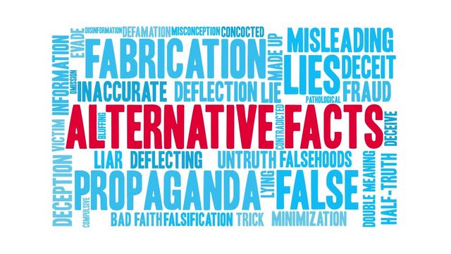 Alternative Facts animated word cloud on a white background. 