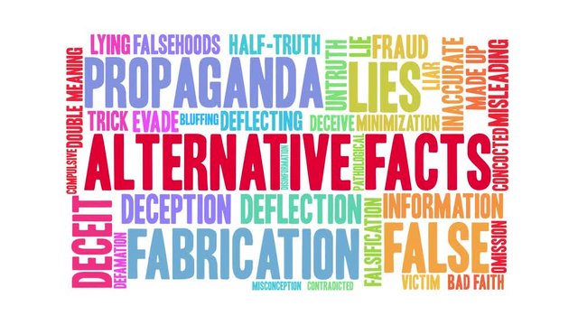 Alternative Facts word cloud on a white background.