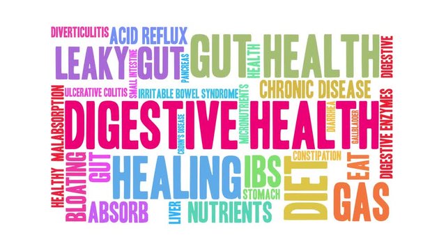 Digestive Health word cloud on a white background. 
