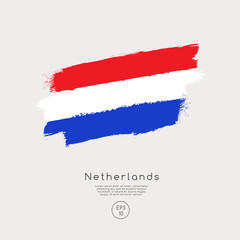 Flag of Netherlands in Grunge Brush Stroke : Vector Illustration