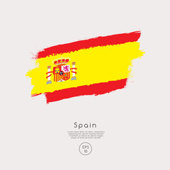 Flag of Spain in Grunge Brush Stroke : Vector Illustration