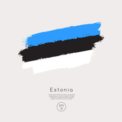 Flag of Estonia in Grunge Brush Stroke : Vector Illustration