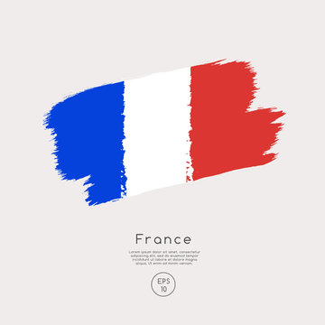 Flag of France in Grunge Brush Stroke : Vector Illustration