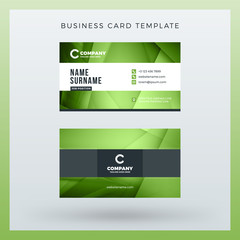 Double-sided horizontal business card template with abstract background. Vector mockup illustration. Stationery design