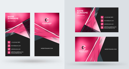 Double-sided creative business card template. Portrait and landscape orientation. Horizontal and vertical layout. Vector illustration