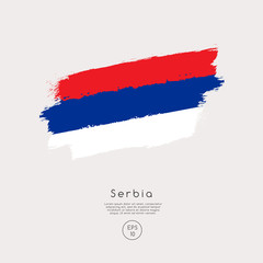 Flag of Serbia in Grunge Brush Stroke : Vector Illustration