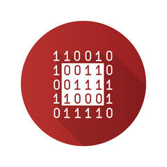 Binary code flat design long shadow glyph icon