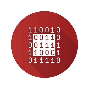 Binary code flat design long shadow glyph icon