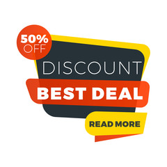 Sale bunner template. Vector design element for your promotion. Red, yellow and black color theme. Rounded speech bubble