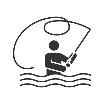 recommend clip art: Fly fishing glyph icon