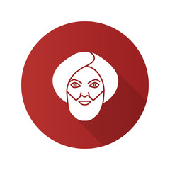 Muslim man flat design long shadow glyph icon