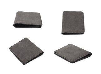 Flat leather wallet isolated