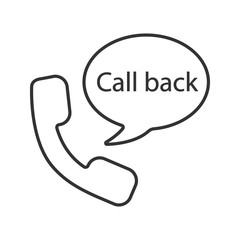 Handset and speech bubble with call back inside linear icon
