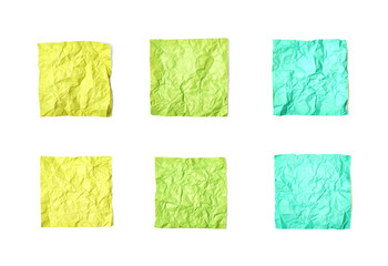 Set of crumpled paper sheets isolated