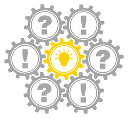 7 Gears Question, Idea & Answer Grey/Yellow Outline