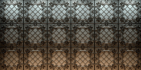 Vintage decorative tiles for walls and ceilings. Brooklyn tin. 3D rendering.