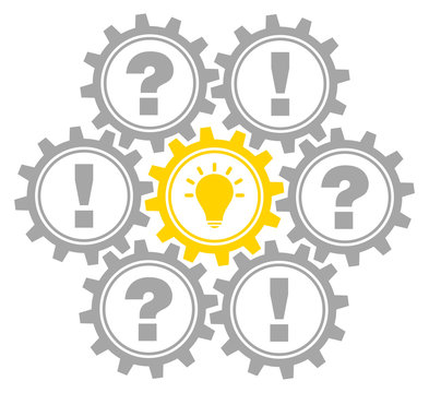 7 Gears Question, Idea & Answer Grey/Yellow Outline