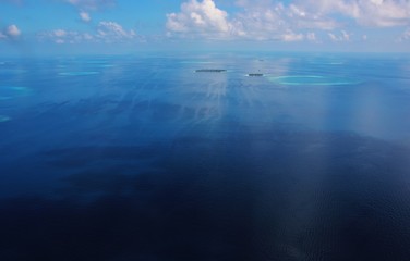 Aerial view of atolls from seaplane, Ari Atoll, Maldives