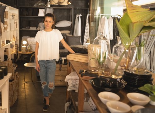 Woman standing in boutique shop