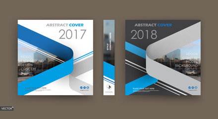 Design for business brochure cover, info banner frame, title sheet model set, techno flyer mockup or ad text font. Modern vector front page art with urban city street texture. White, blue figure icon