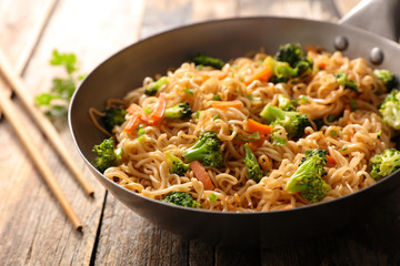 fried noodles and vegetable