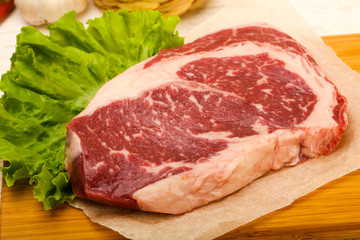 Rib eye raw steak