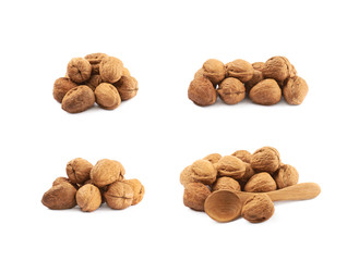 Pile of walnuts isolated