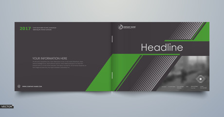 Black business card style. A4 brochure cover design. Info banner board. Book, diary title sheet model. Modern vector front page art. Urban city house texture. Green line frame icon. Ad flyer text font
