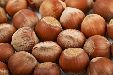 Surface coated with hazelnuts